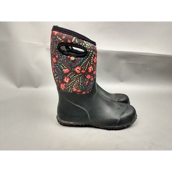 Bogs York Snow Boot Women 7 Black Flowers Waterproof Insulation -20 Degrees Warm - Picture 8 of 13